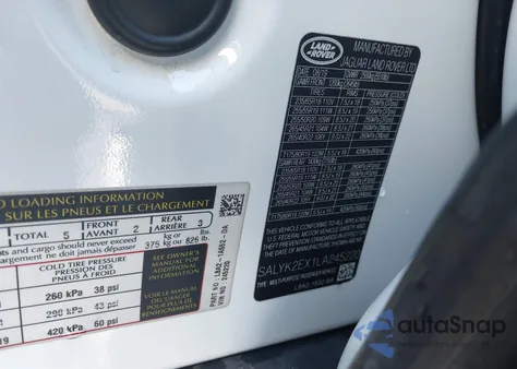 2020 Land Rover Range Rover Velar P250 R-Dynamic S from USA, damaged, VIN SALYK2EX1LA245220